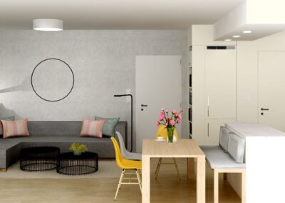 Návrh a realizace rekonstrukce kuchyně s obývacím prostorem Dočkalová interiéry